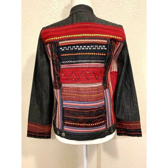 Multiples Vintage 90s Indie Embellished Black Jean Jacket - Picture 2 of 5